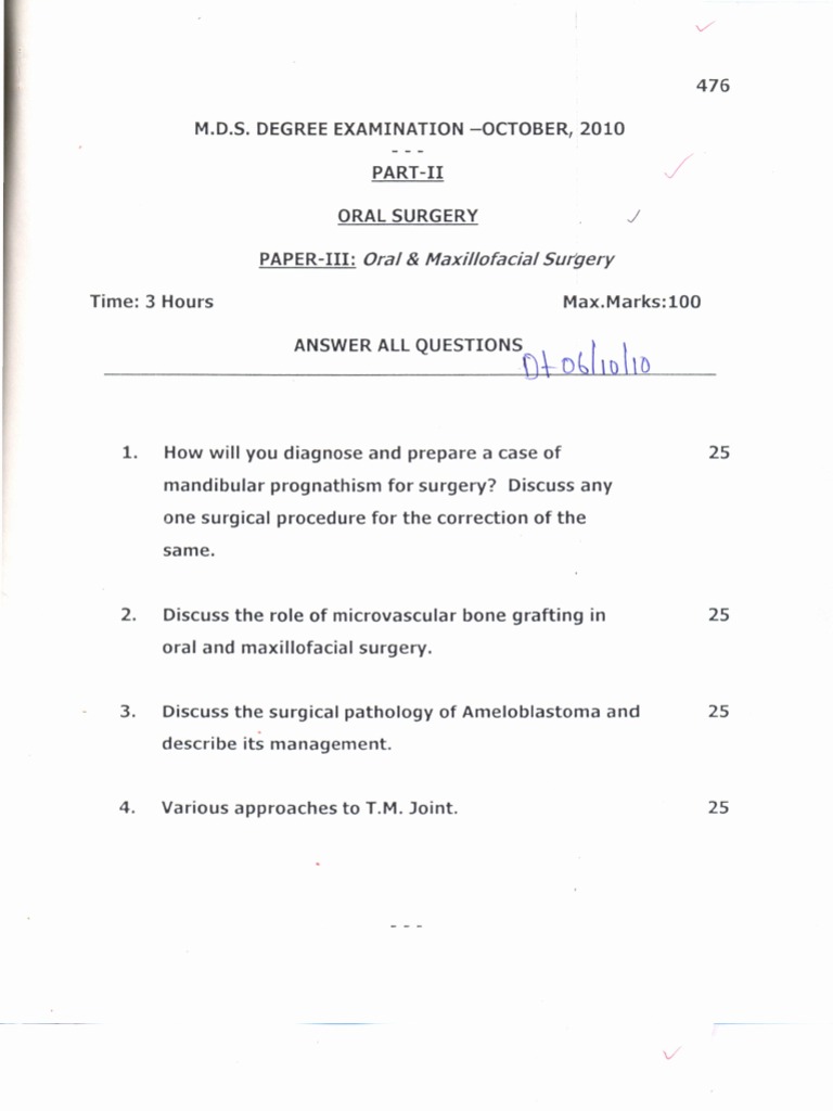 NTRUHS MDS Oral Surgery Questions 2 Oral And Maxillofacial Surgery