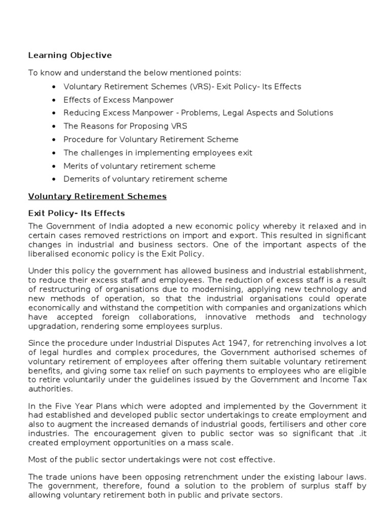 Understanding Voluntary Retirement Schemes | PDF