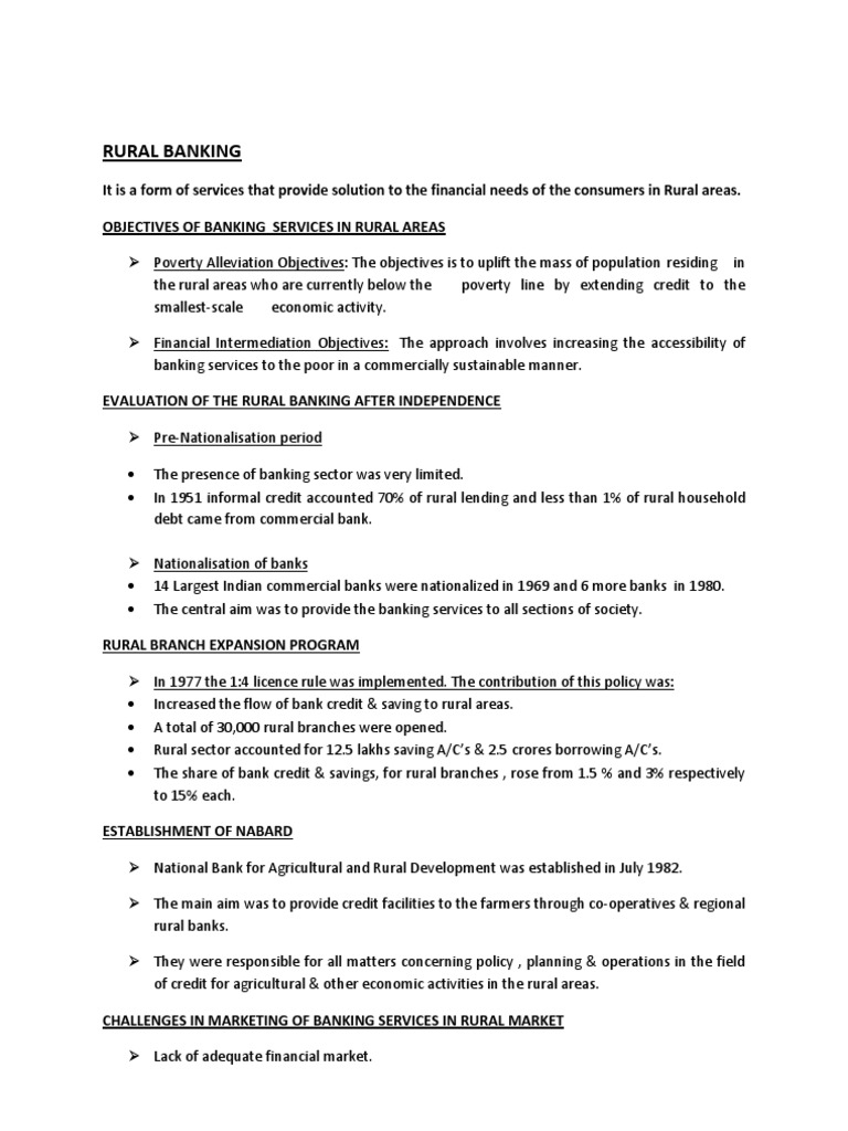 Overview of Rural Banking Services | PDF | Credit (Finance) | Banks