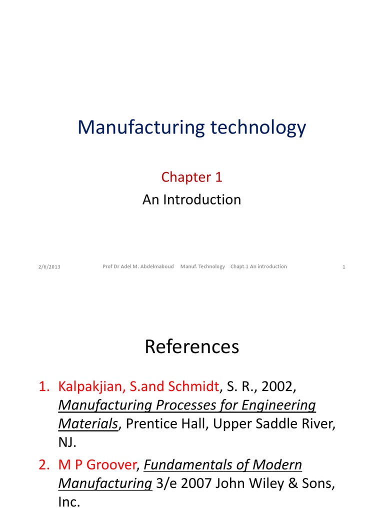 Introduction to Manufacturing Technology | PDF | Metalworking ...