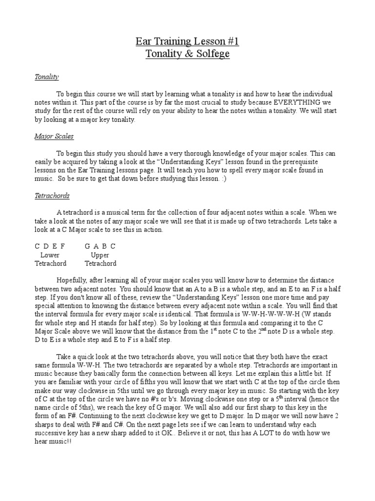 Ear Training Lesson 1 | PDF