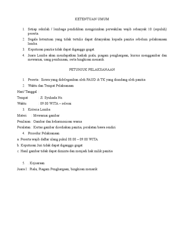 Luklak Juknis Lomba Mewarnai Doc