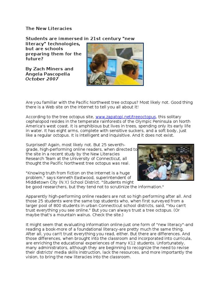 New Literacies for 21st Century Skills | PDF | Educational Technology ...