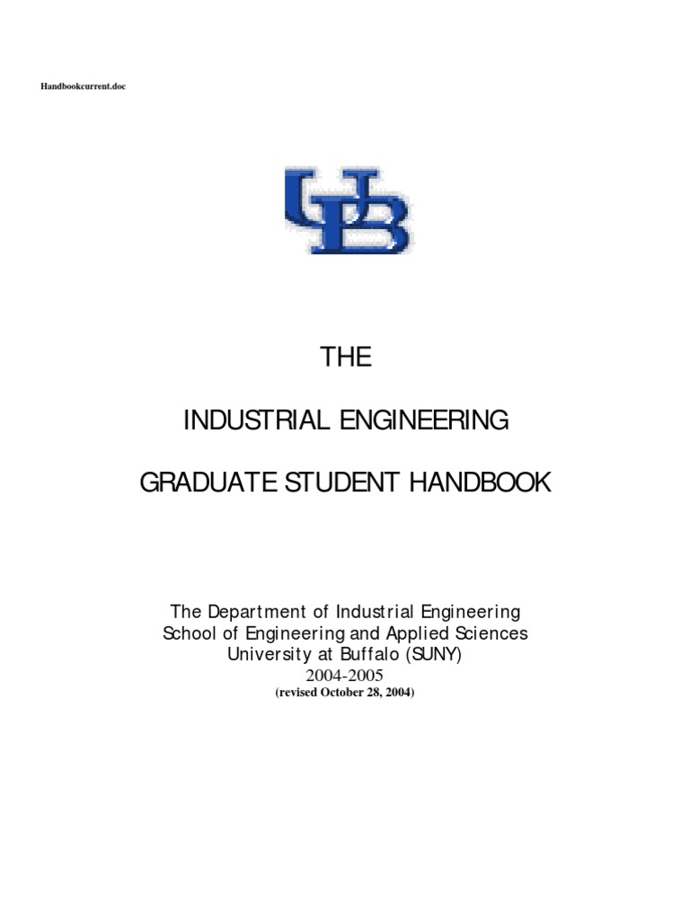 The Industrial Engineering Graduate Student Handbook Doctor Of