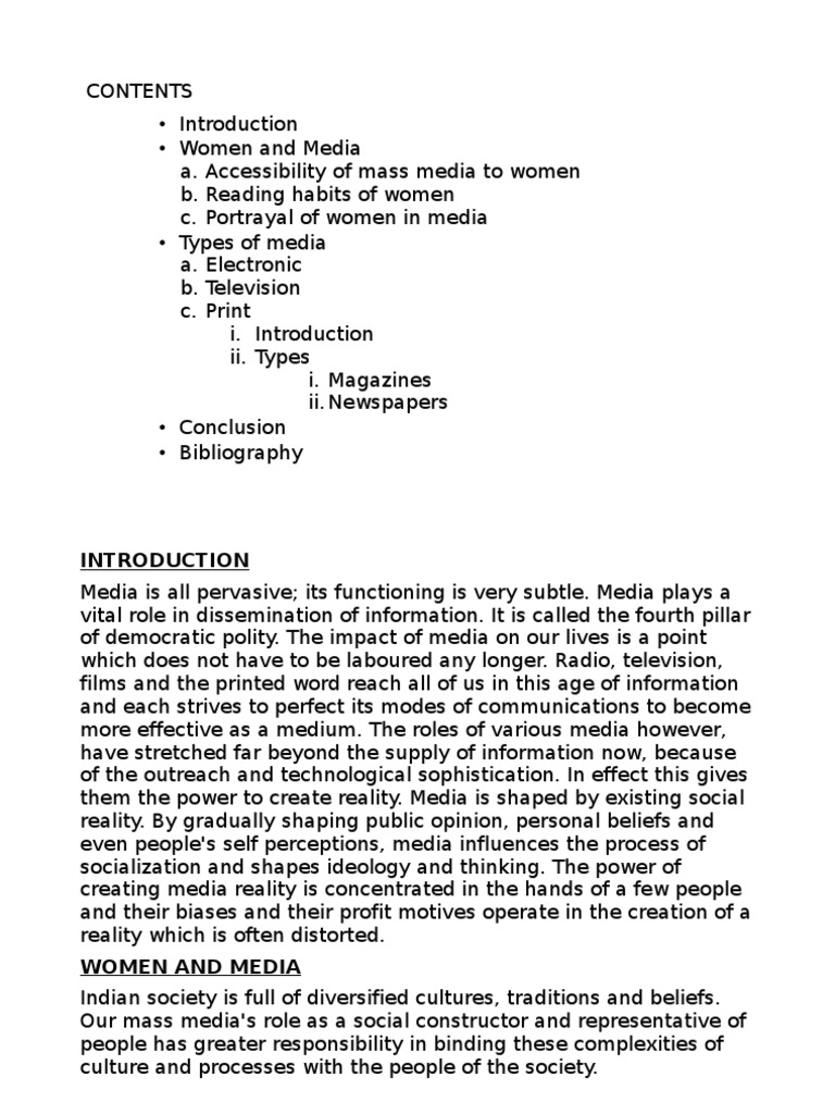 Women Portrayal in The Media | PDF | Magazines | Mass Media