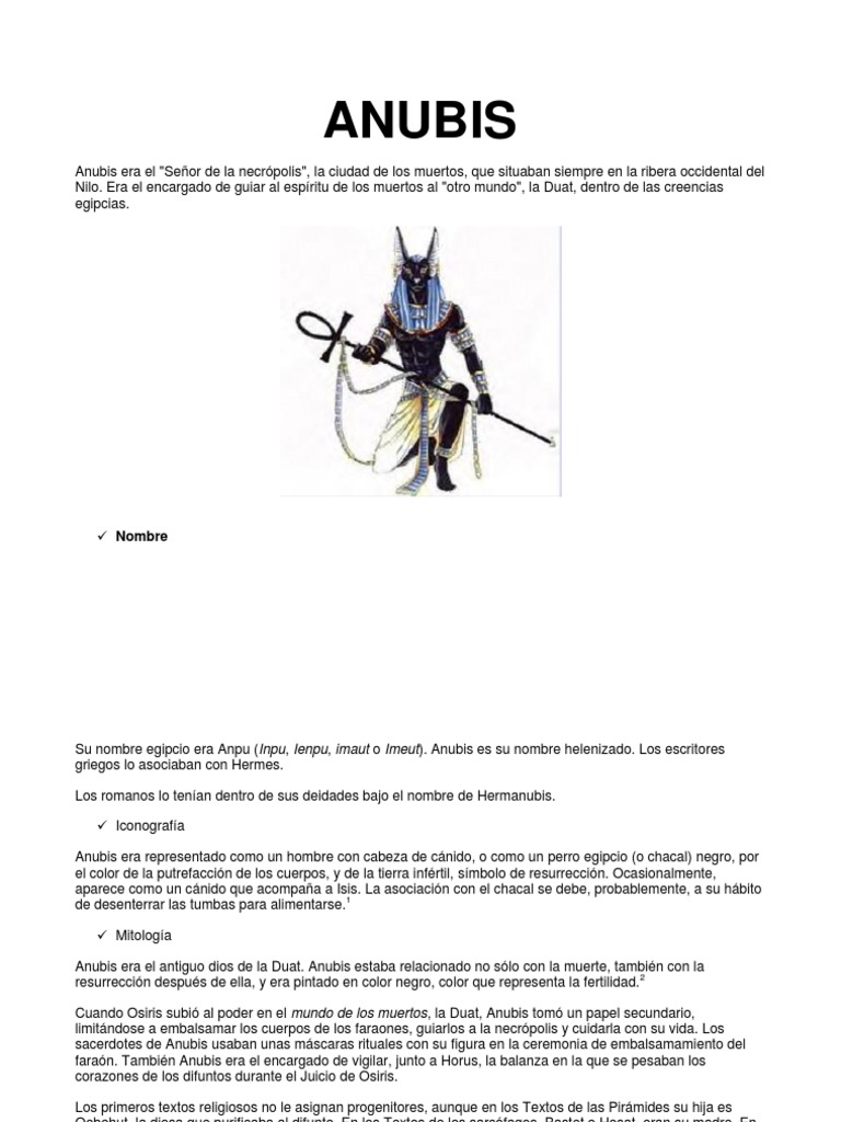 Anubis | PDF | Mitología antigua del Cercano Oriente | Religiones ...