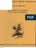 Pensamiento Y Poesia en La Vida Espanol - Maria Zambrano