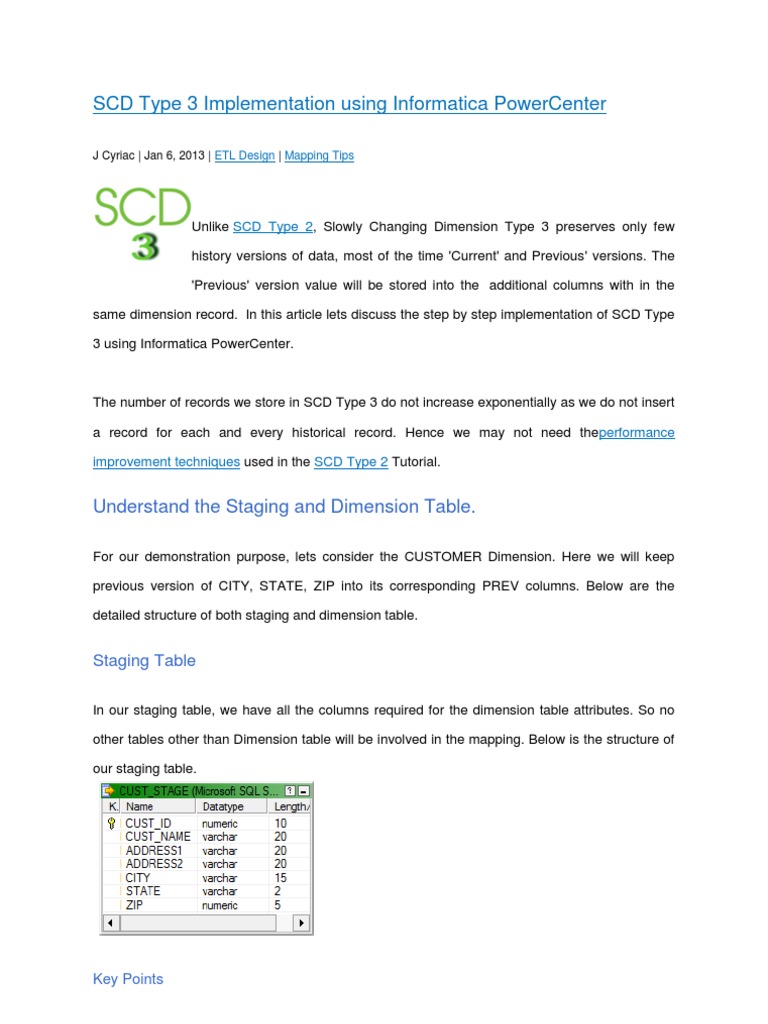 SCD Type 3 Implementation in Informatica | PDF | Computer Data | Data ...