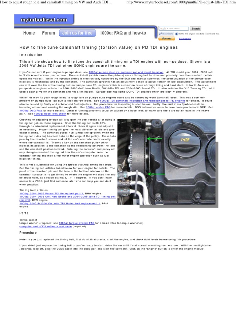 Fix Your Touareg Tdi Engine'S Rough Idle With This Trick! - 97onngg