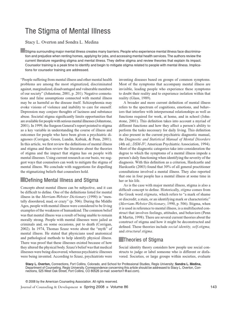 The Stigma of Mental Illness | PDF