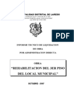 LIQUIDACION TECNICA FINANCIERA REHABILITACIÓN DEL 3ER PISO DEL LOCAL MUNICIPAL