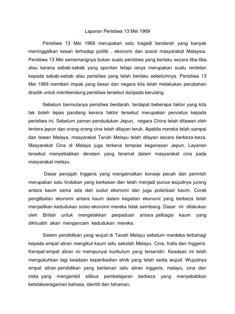 Laporan Peristiwa 13 Mei 1969