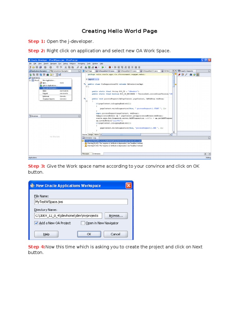 1.creating Hello World Page | PDF | Application Software | Microsoft ...