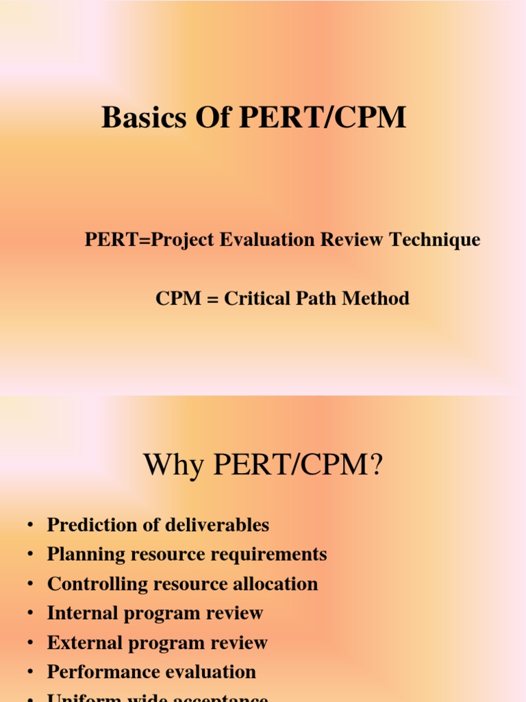 Basics of PERT/CPM: PERT Project Evaluation Review Technique | Download ...