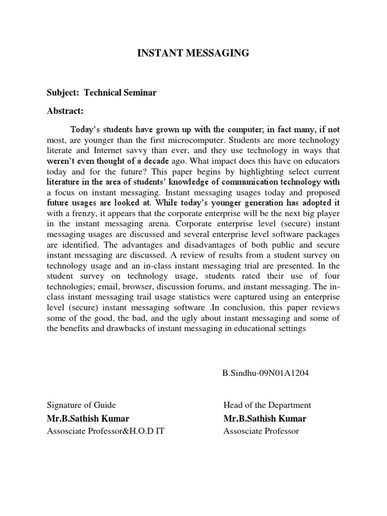 Impact of Instant Messaging in Education | PDF | Computers