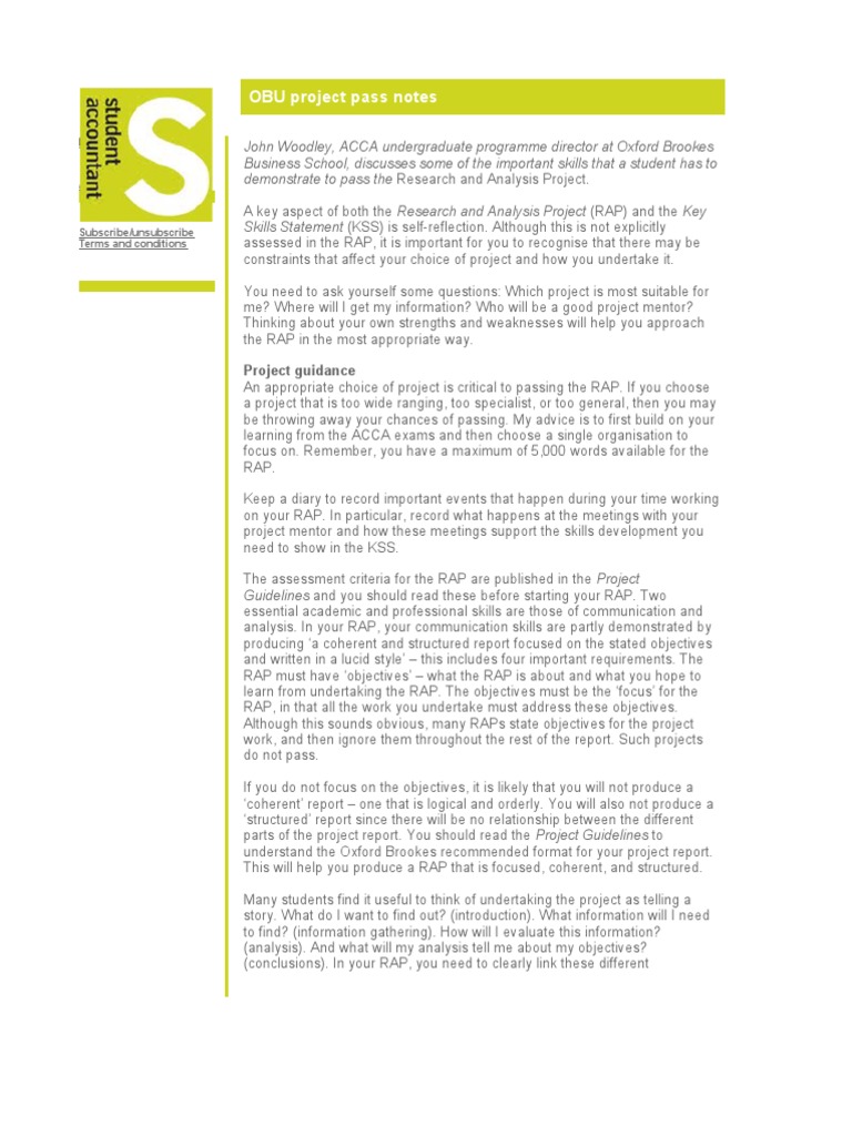 OBU Project Pass Notes | PDF | Mentorship | Information