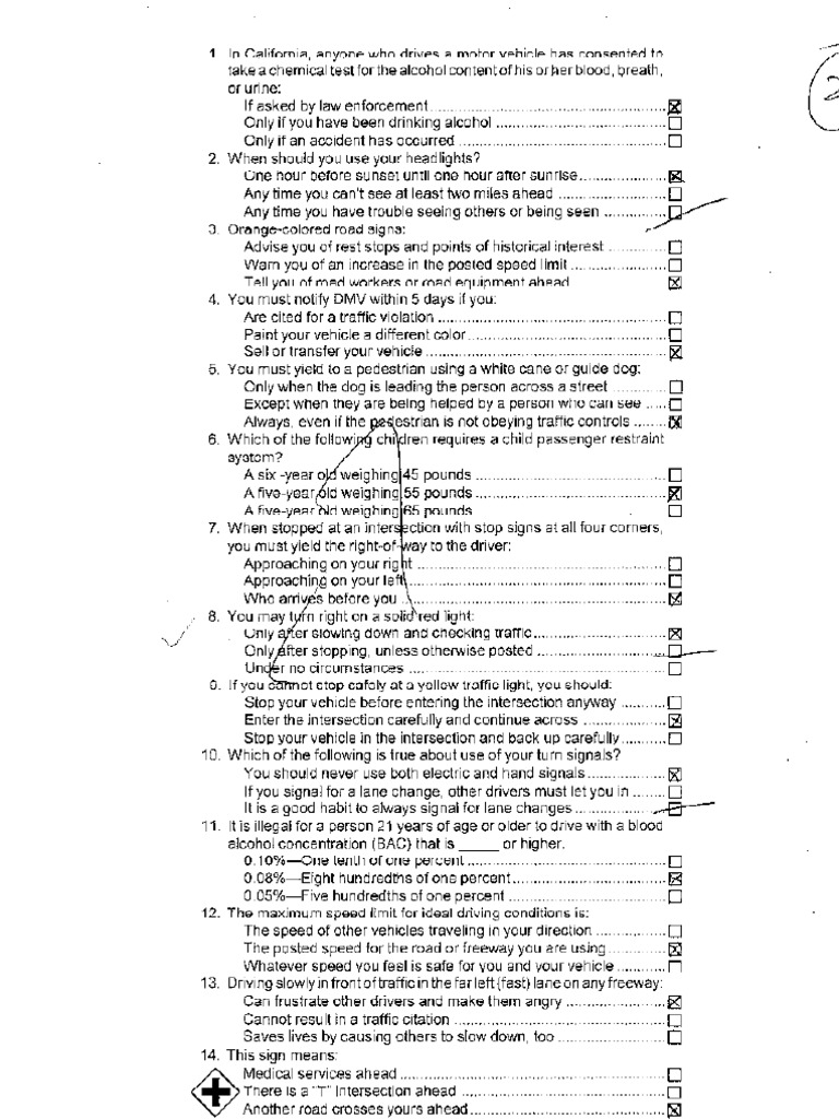 CA DMV Test Sample 4 PDF