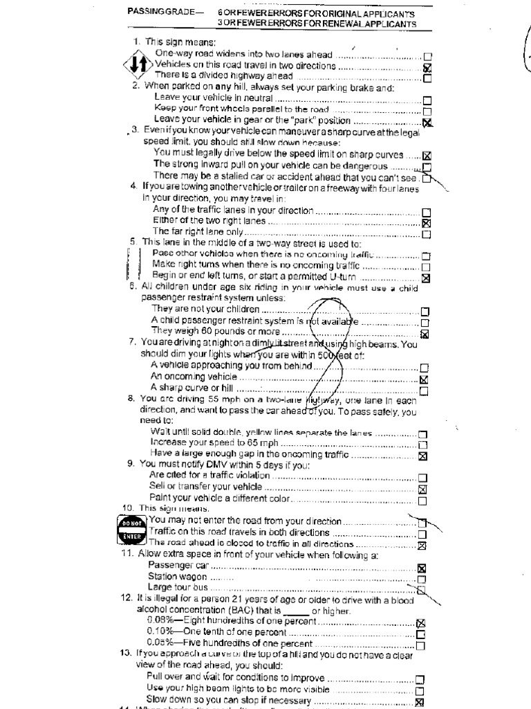 CA DMV Test Sample 7 PDF