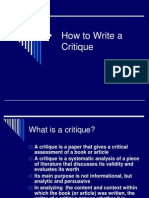 How To Write A Critique