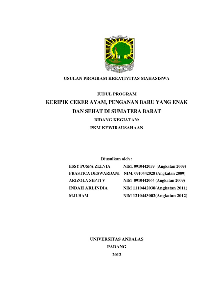 Pisang Nugget Proposal Unpad Studocu