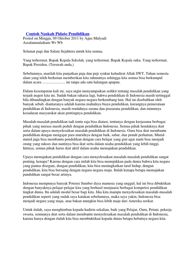 5 Contoh Naskah Pidato Pendidikan
