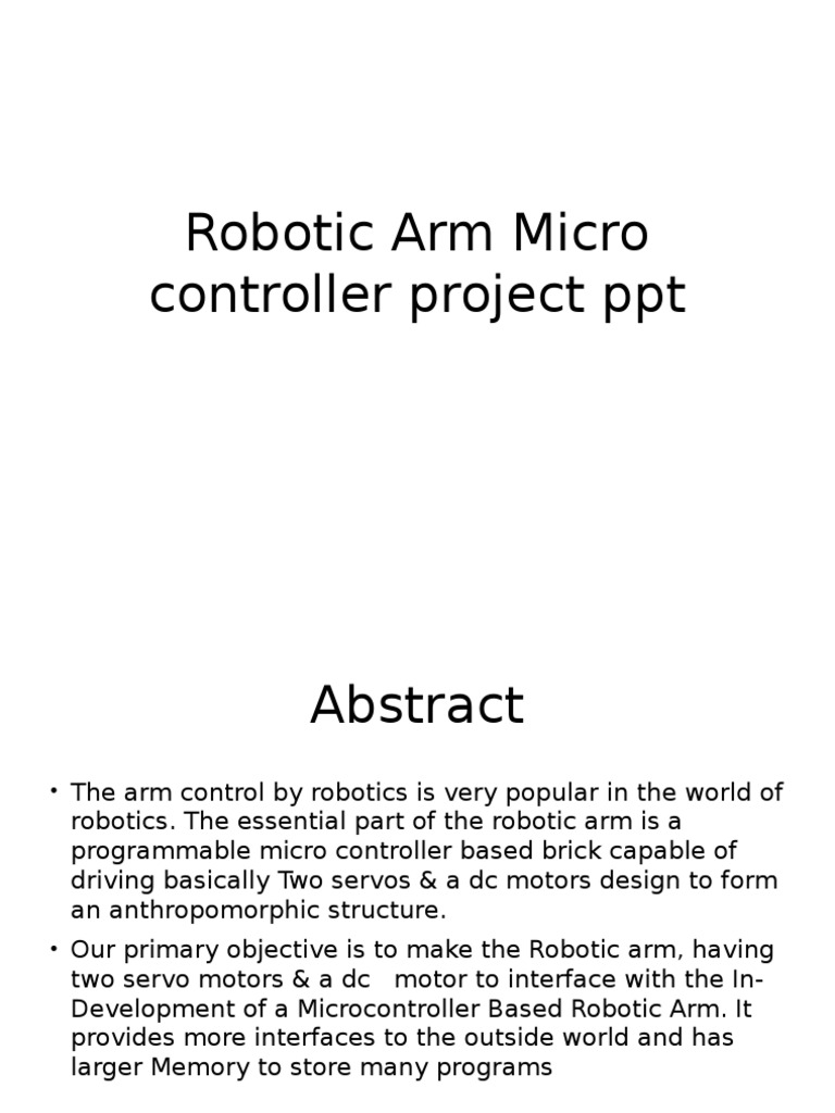 Robotic Arm Project PPT12 | PDF