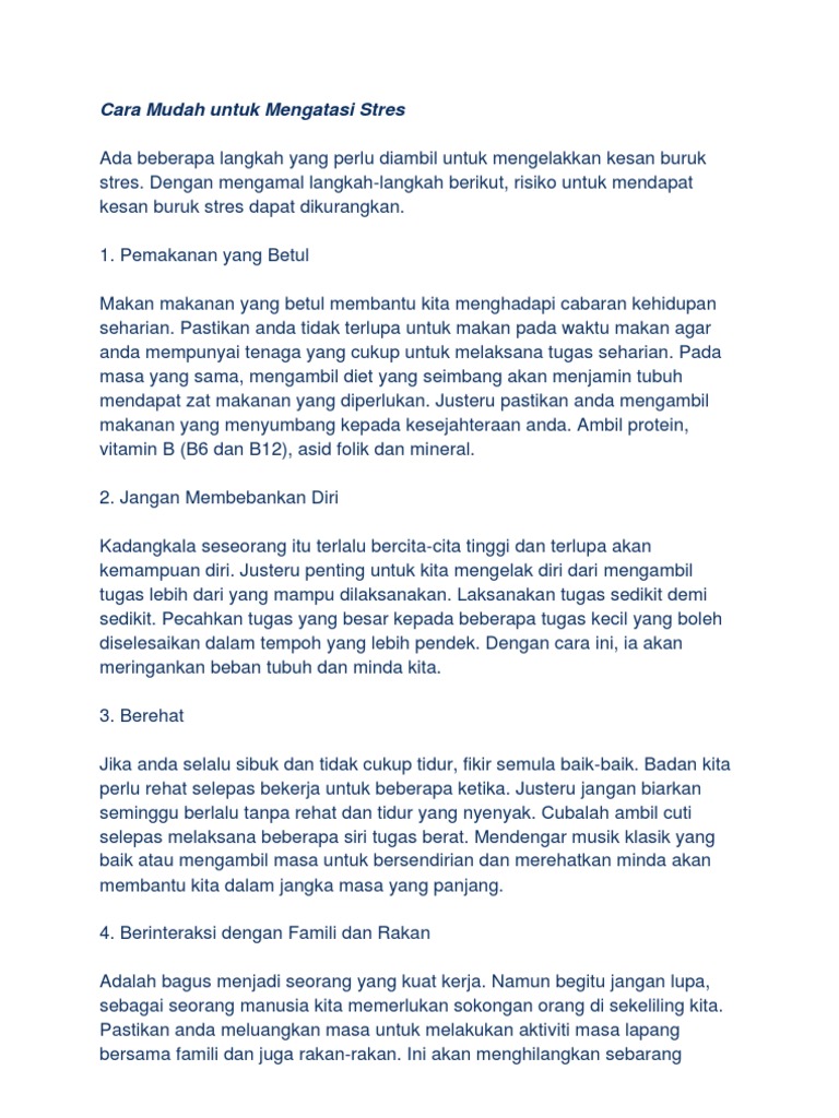 Cara Mudah Untuk Mengatasi Stres Pdf