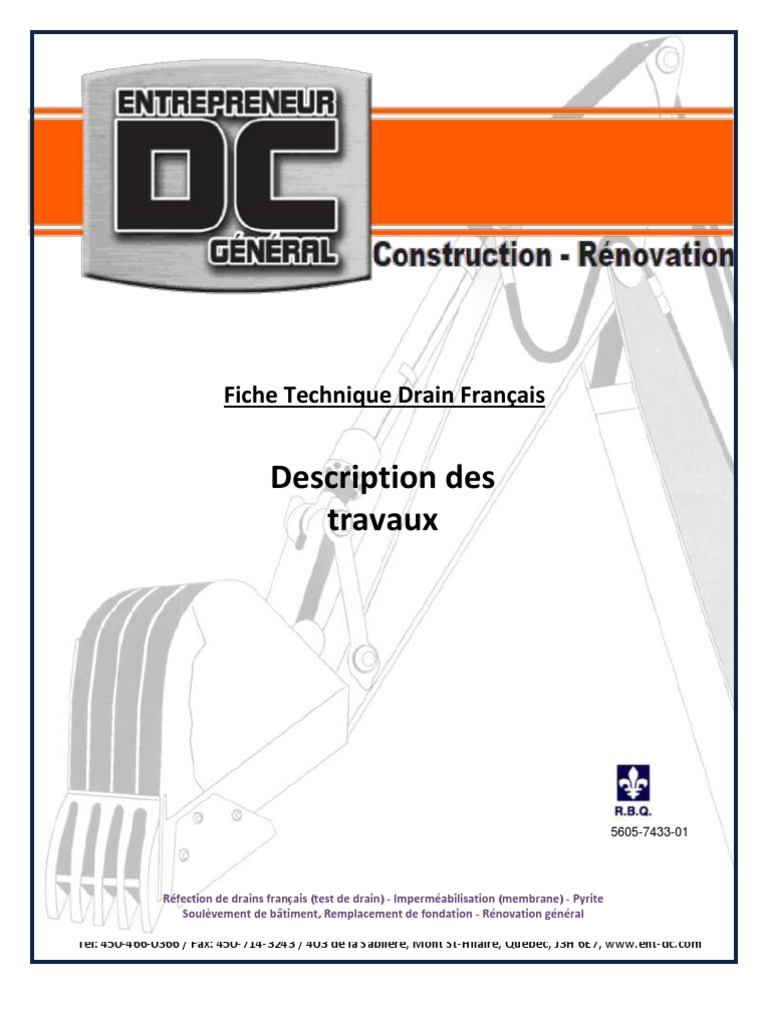 Fiche Technique sur le Drain Français | PDF | Science | Technologie ...