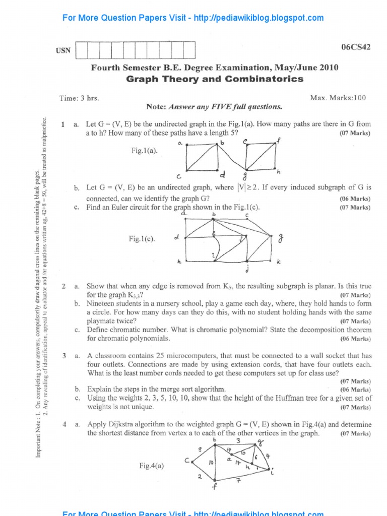 Graph Theory & Combinatorics Jun 2010 PDF Graph Theory Function