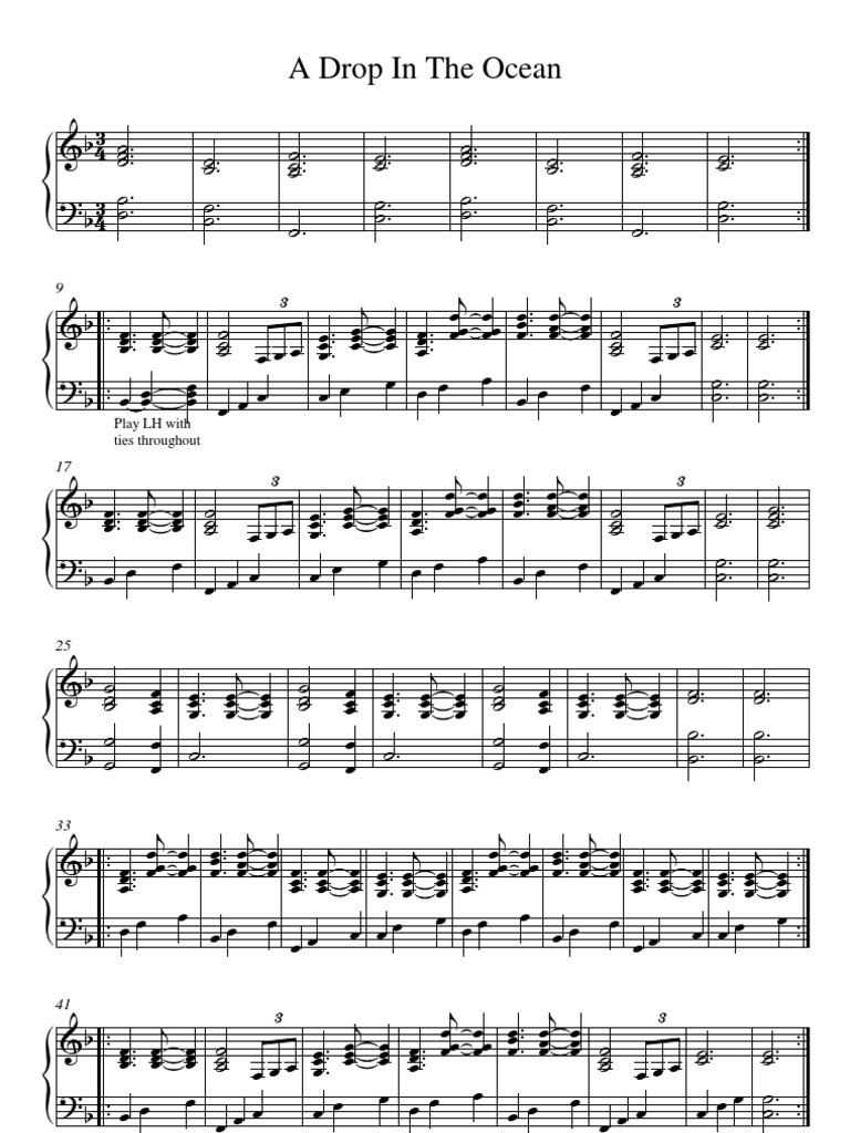 A Drop In The Ocean Piano Sheet | PDF