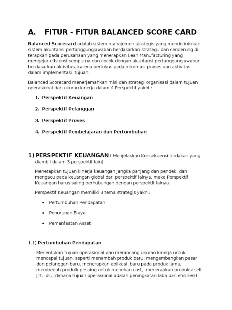 Balanced Scorecard Adalah Sistem Manajemen Strategis Yang