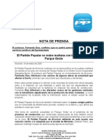 El Partido Popular Se Reúne Mañana Con Los Vecinos de Parque Oeste