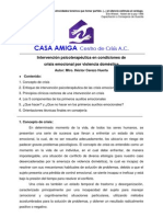 Intervención Psicoterapéutica en Condiciones de Crisis Emocional por Violencia Domestica