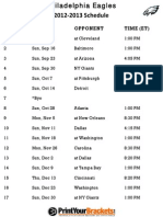 Philadelphia Eagles 2012 Schedule: WEEK, DATE, OPPONENT, TIME