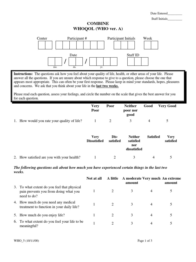 WHOQOL Quality of Life Assessment | PDF | Career & Growth | Lifestyle