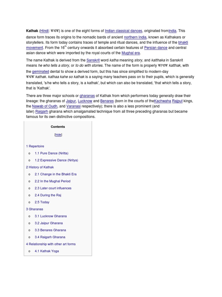 Kathak Pdf Dances Performing Arts