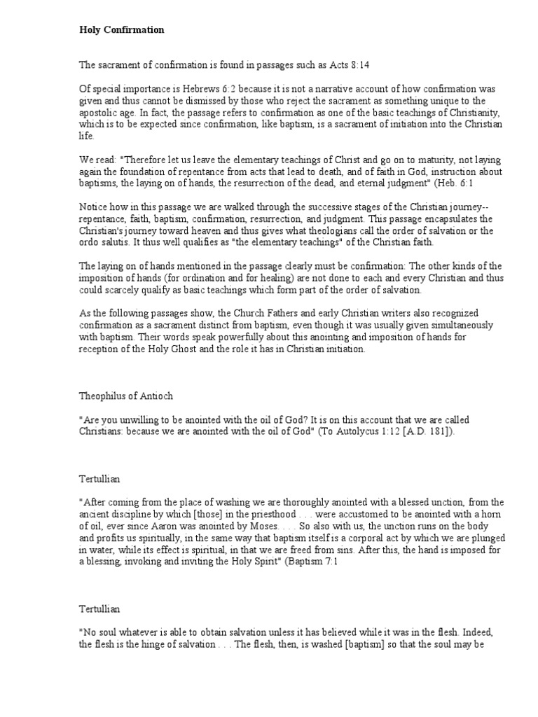 On Confirmation Confirmation Catholic Church - 