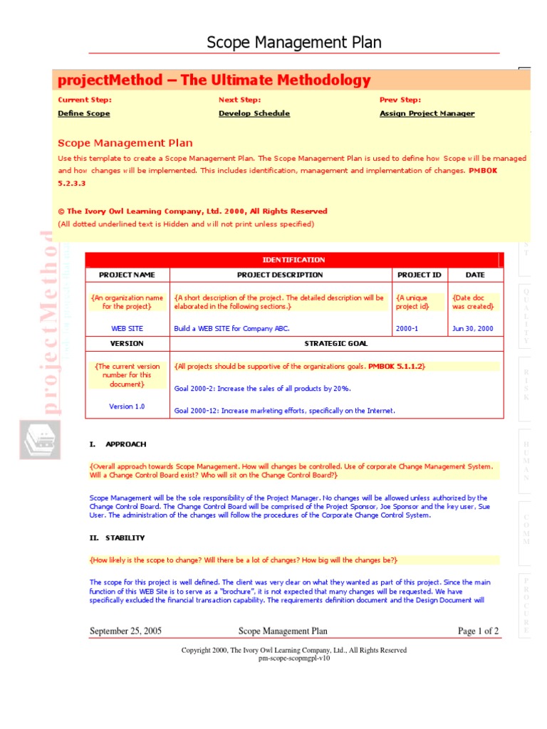 Scope management plan case study picture
