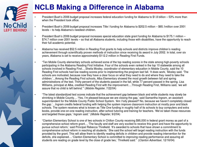 NCLB Impact on Alabama Education Funding | PDF | Elementary And ...