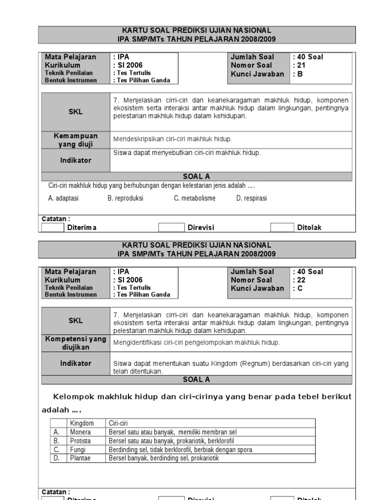 KARTU SOAL BIOLOGI
