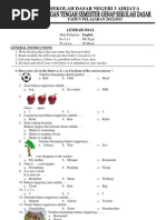 Soal Bahasa Inggris Kelas 3 Mid Semester Genap Tahun Pelajaran 2012/2013