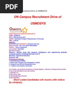 Download On Campus Recruitment Drive of OSMOSYS by Nag Reddy SN133204912 doc pdf