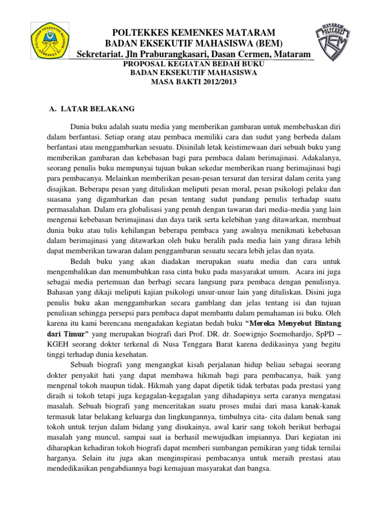 Proposal Kegiatan Bedah Buku