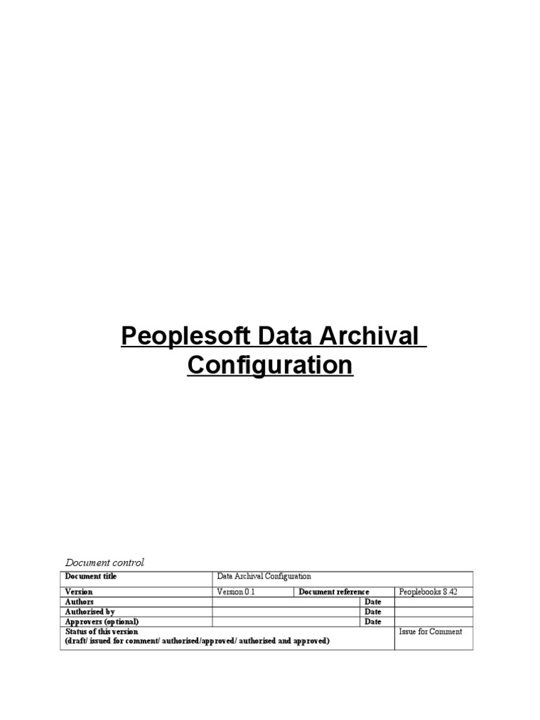 PeopleSoft Data Archival Configuration | PDF | Table (Database) | Sql