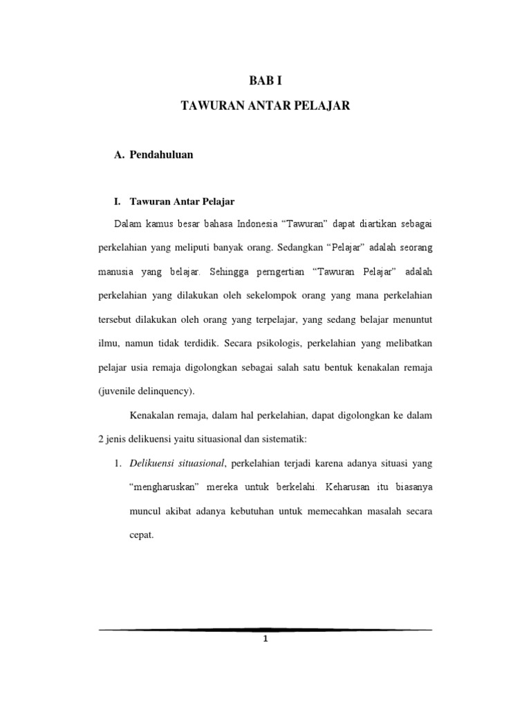 Makalah Sosiologi Tawuran Antar Pelajar