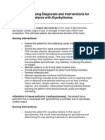 Selected Nursing Diagnoses and Interventions For Patients With Dysrhythmias