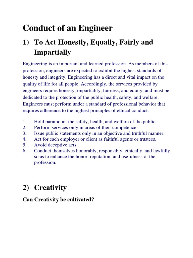 Ethical Conduct for Engineers | PDF | Career & Growth