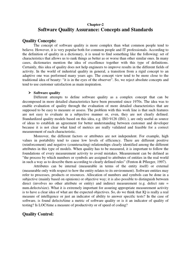 Chapter 2 - SQA - Conceptes and Standards - STQA | PDF | Reliability ...