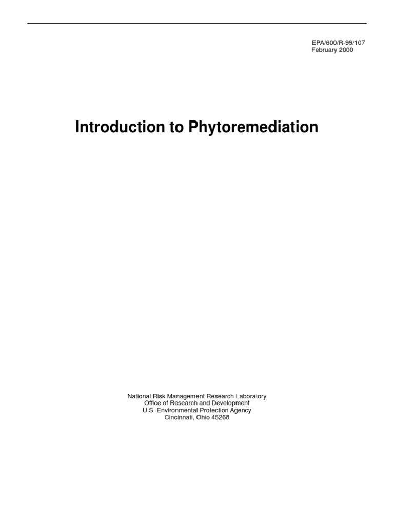 Introduction To Phytoremediation EPA/600/R99/107 February 2000 PDF
