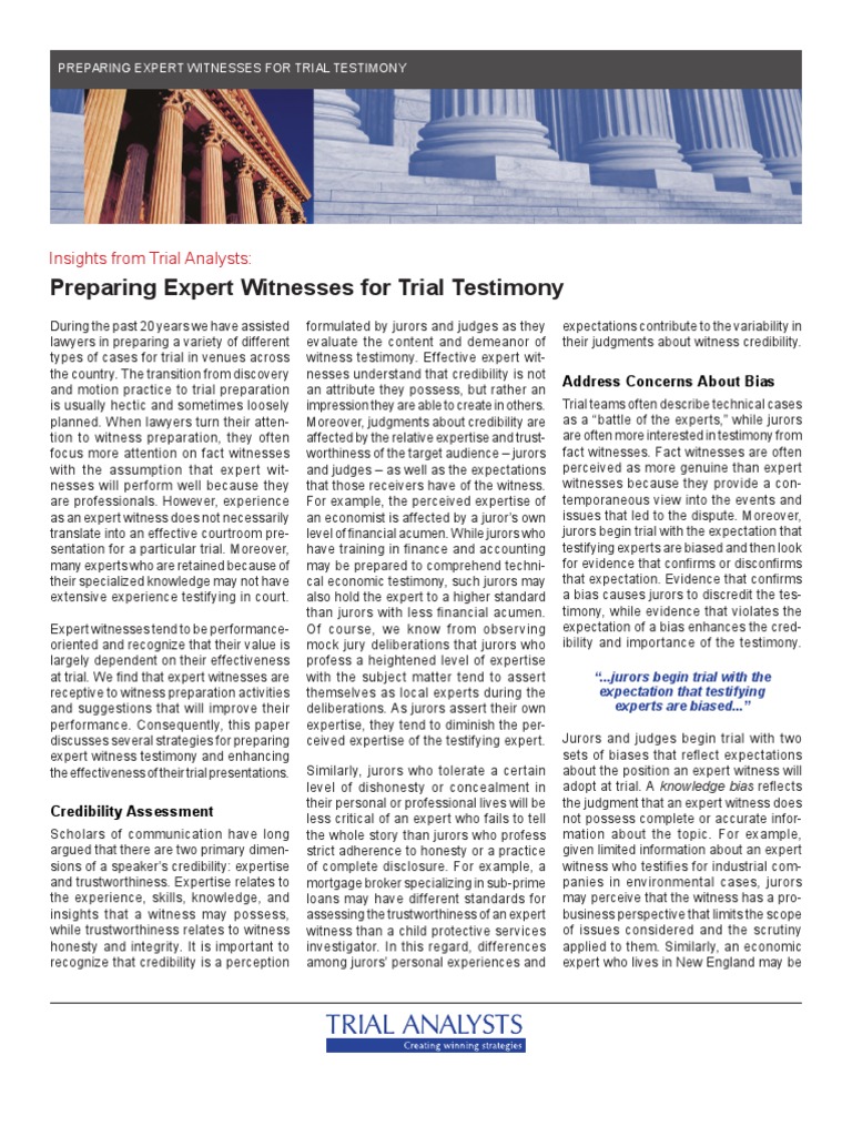 Preparing Expert Witnesses for Trial | PDF | Witness | Expert